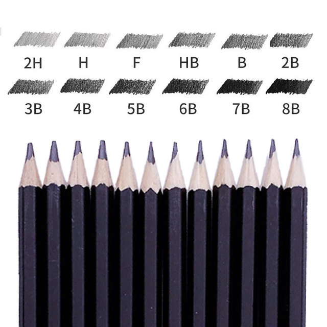 12Pcs Set 2H-8B 4H-12B Wooden Art Sketch Drawing Pencil 2H H F HB B 2B 3B  4B 5B 6B 7B 8B Hard/Medium/Soft Graphite Stationery - AliExpress